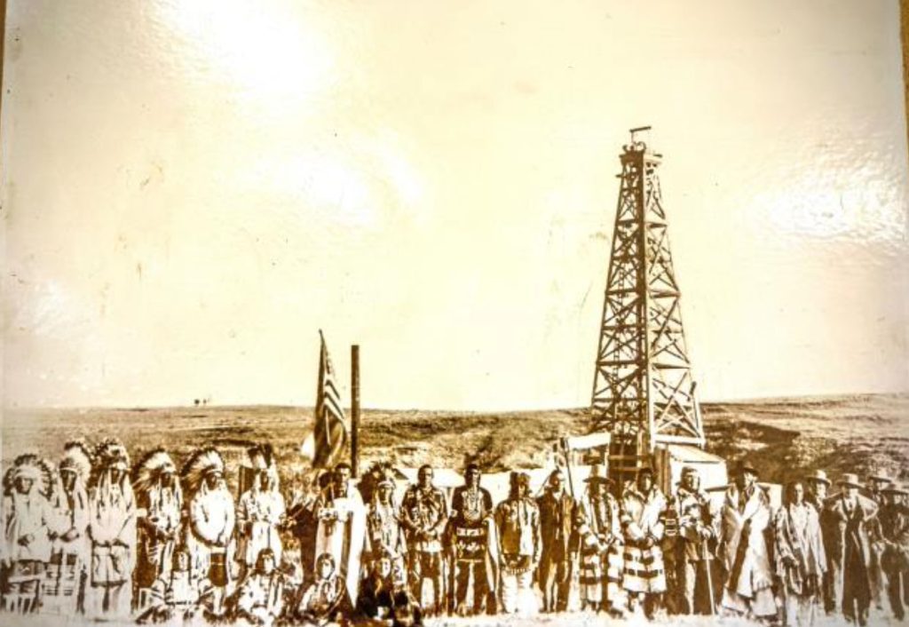 Blackfeet Tribal Members at Wellsite near Cut Bank, Montana - Circa 1926