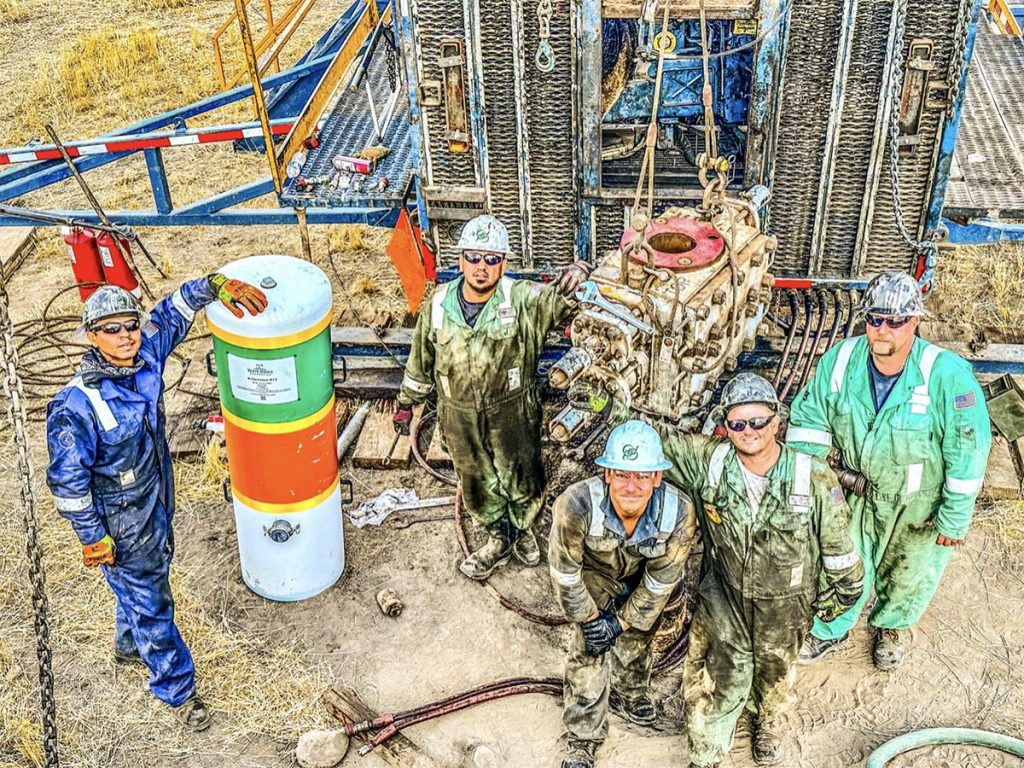 well team plugging an old orphaned well